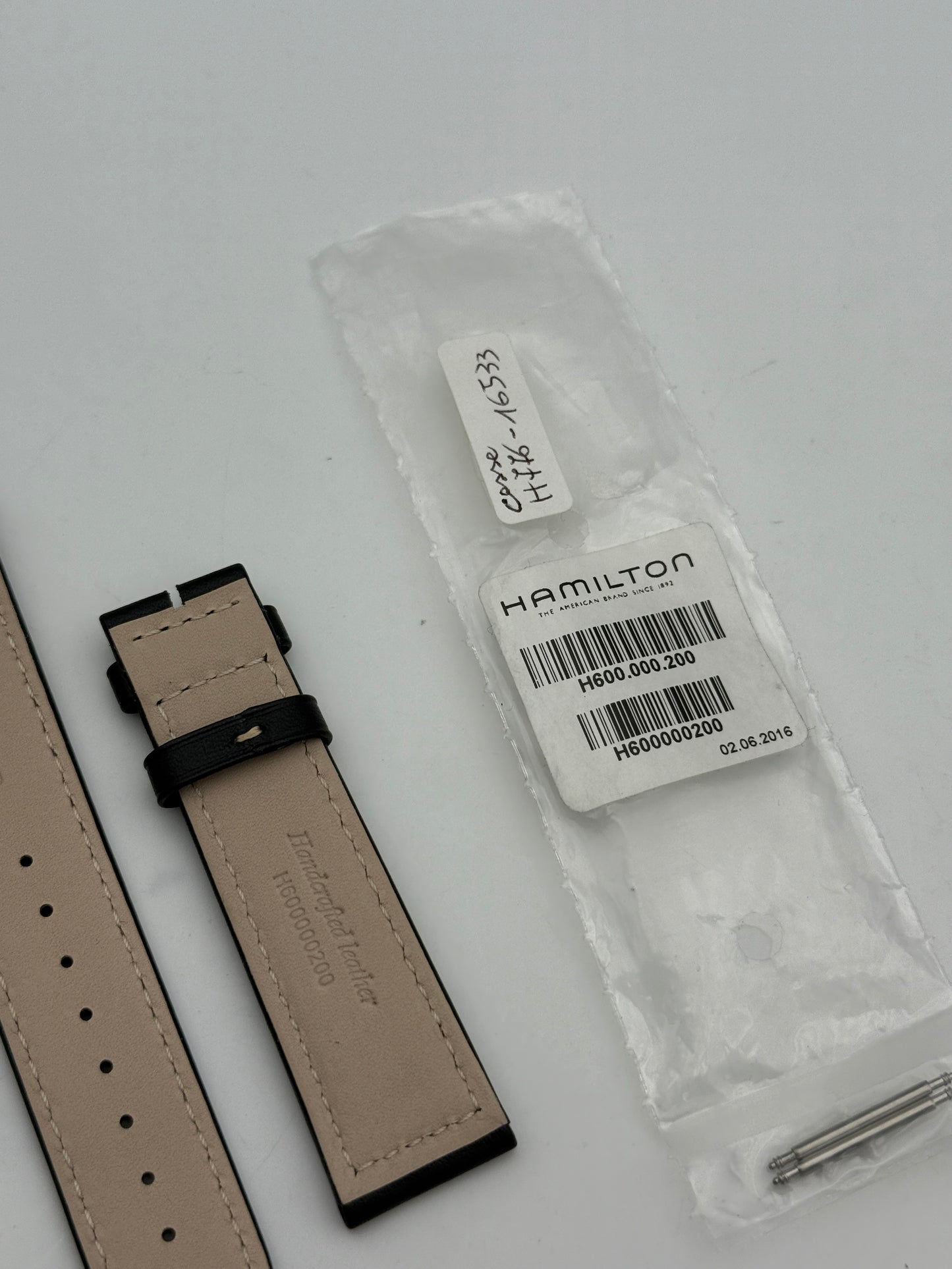 hamilton h776-16533 22mm cinturino strap pelle leather new nuovo