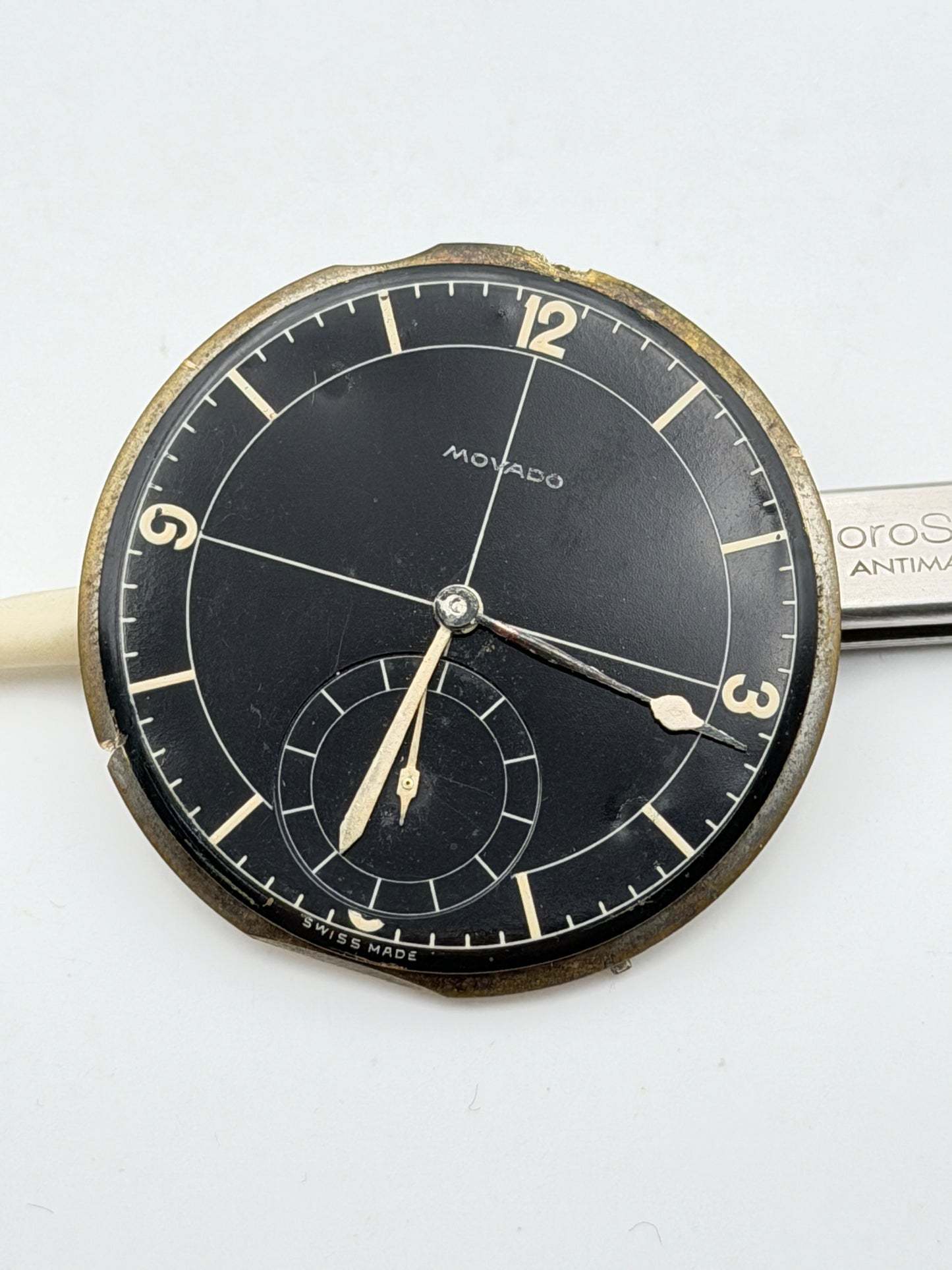 movado military 620n pocket watch movement movimento black
