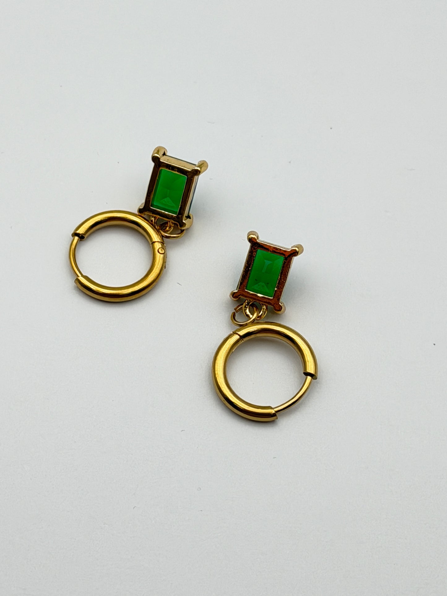 orecchini acciaio aisi 316l steel earring gold plated stone