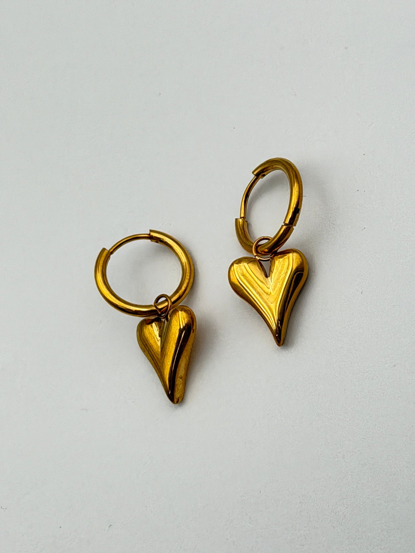 orecchini cuore hearth acciaio aisi 316l steel earring gold plated