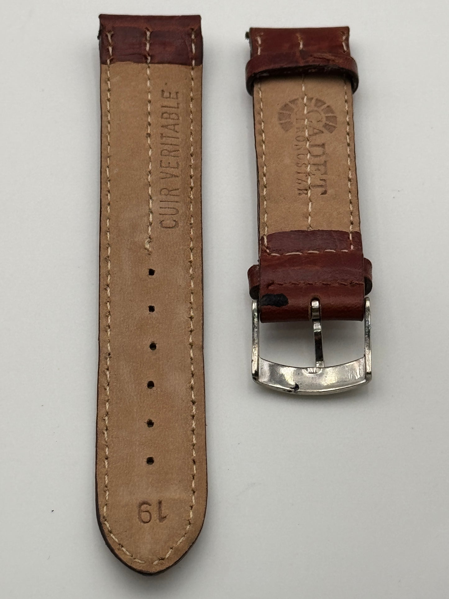 Cadet Chronostar cinturino strap pelle leather 19mm coccodrillo marrone
