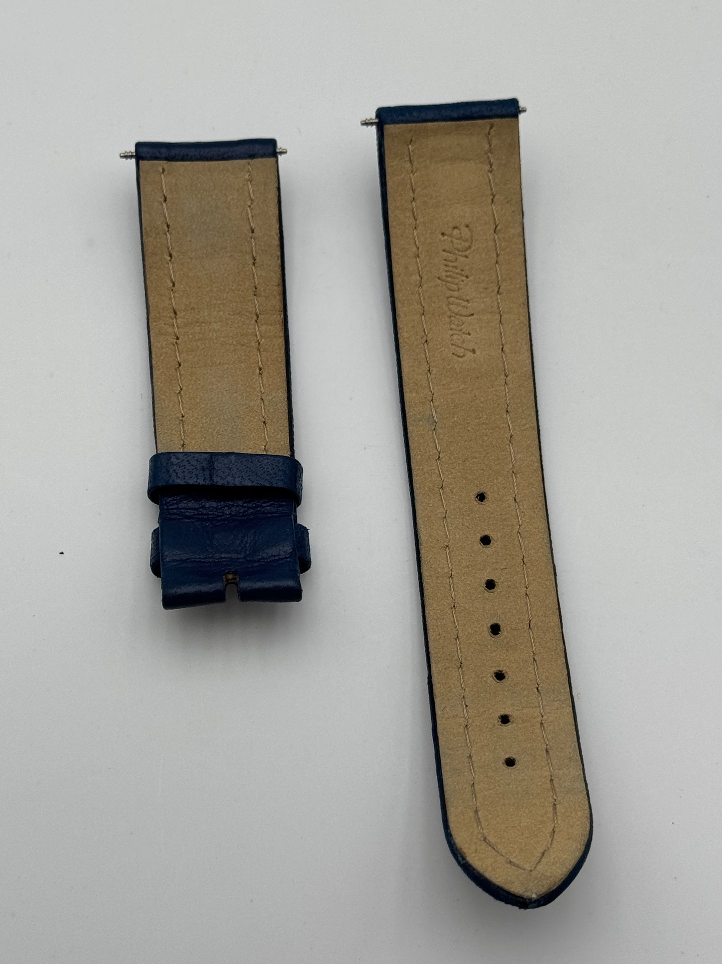 Philip Watch cinturino strap pelle leather 20mm blu blue