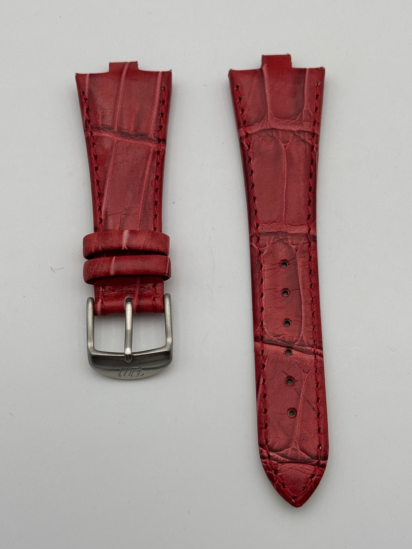 Philip Watch cinturino strap coccodrillo rosso pelle leather 23mm
