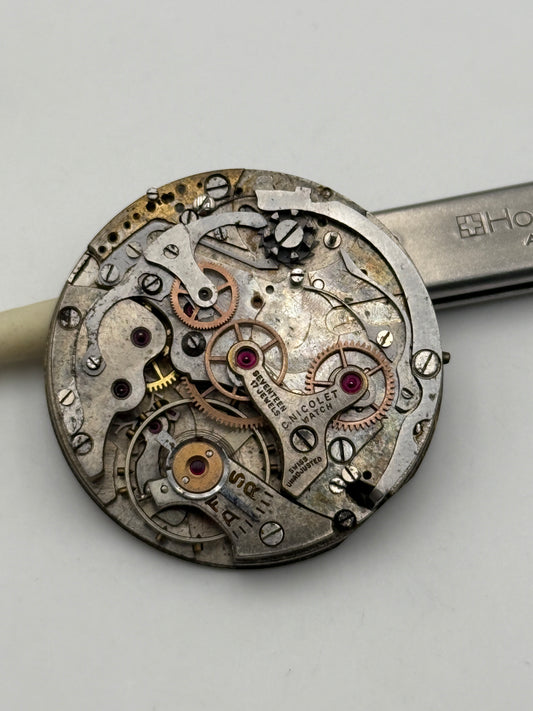 charles nicolet watch old landeron 33mm chrono movement movimento