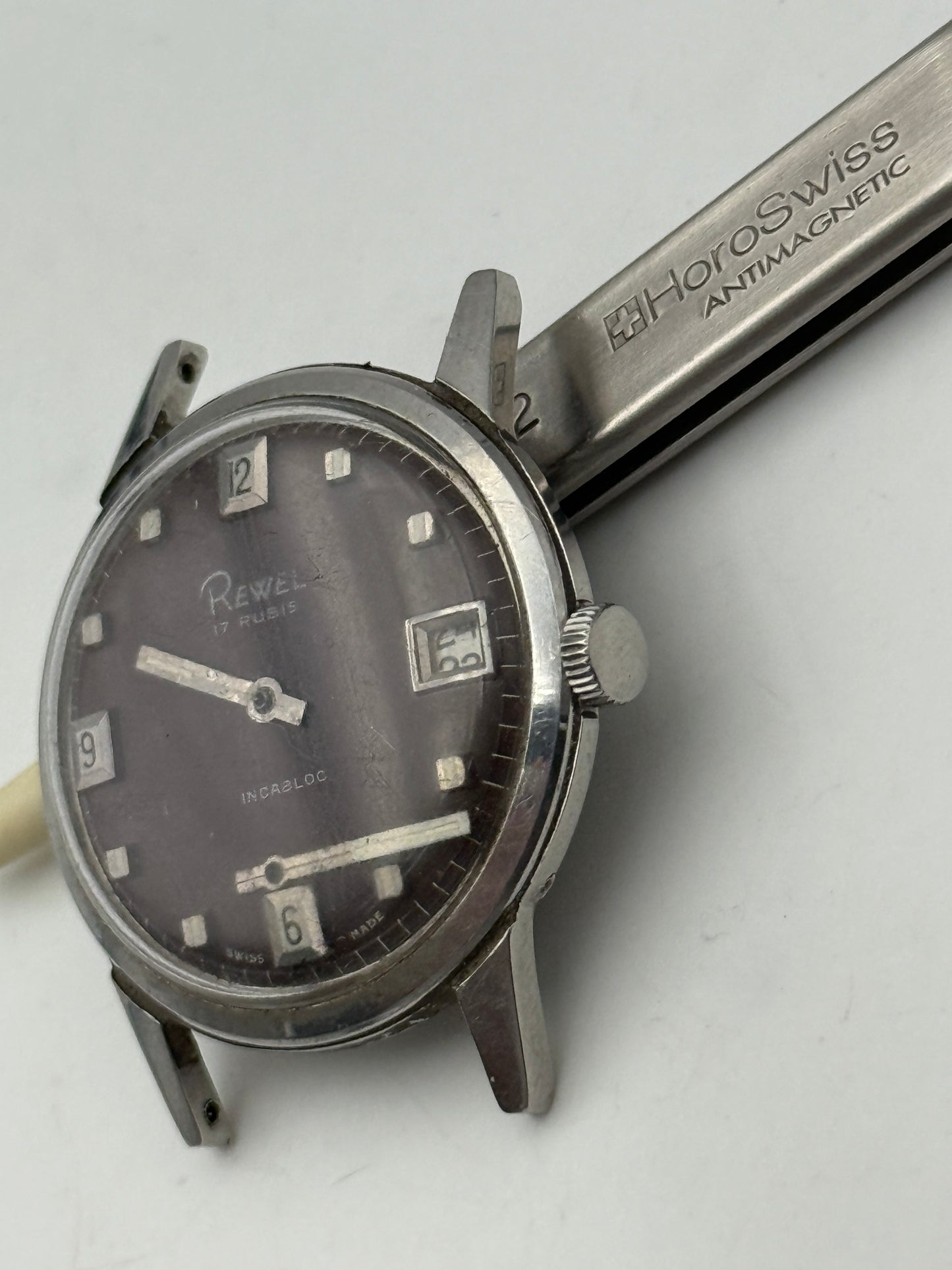 rewel waterproof 34mm vintage swiss made