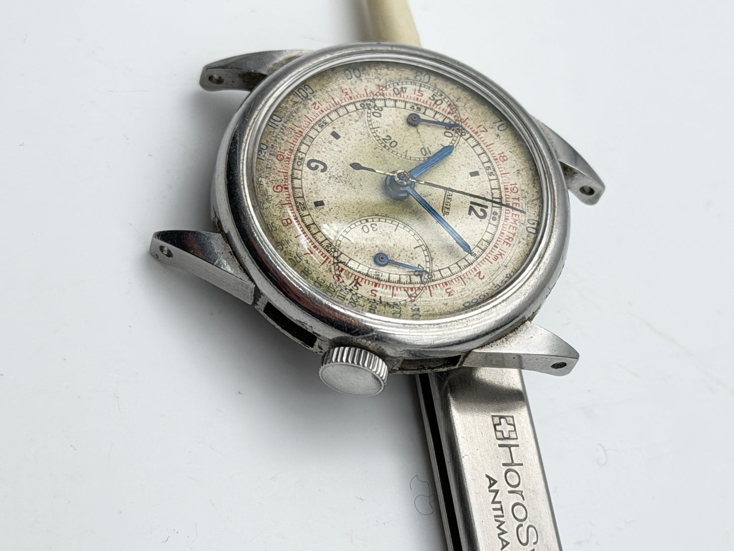 jaeger chrono 281 chronograph rare vintage 33mm le coultre