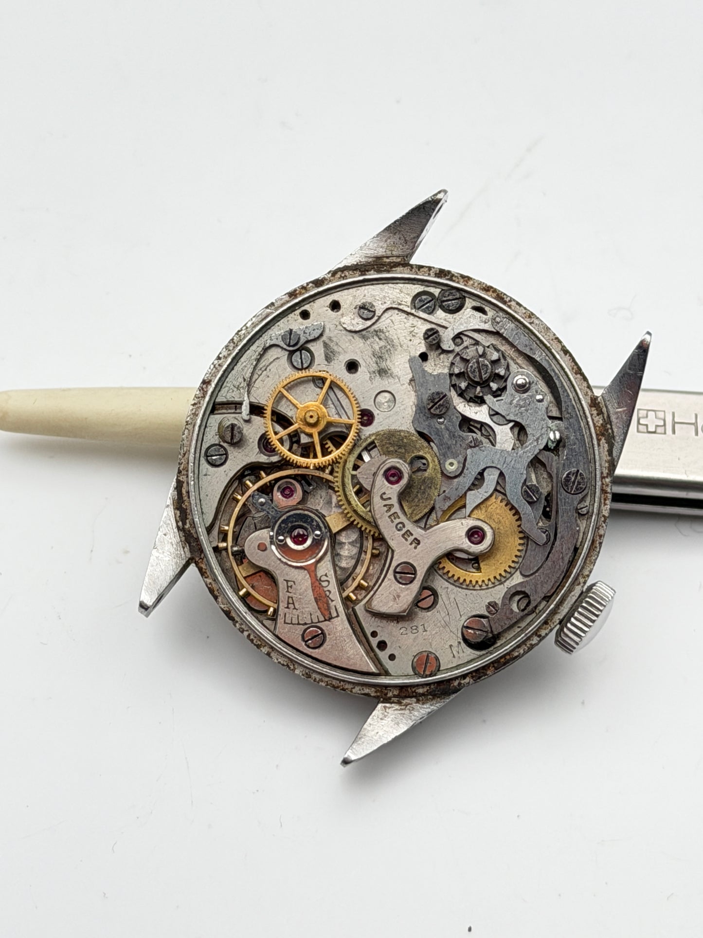 jaeger chrono 281 chronograph rare vintage 33mm le coultre