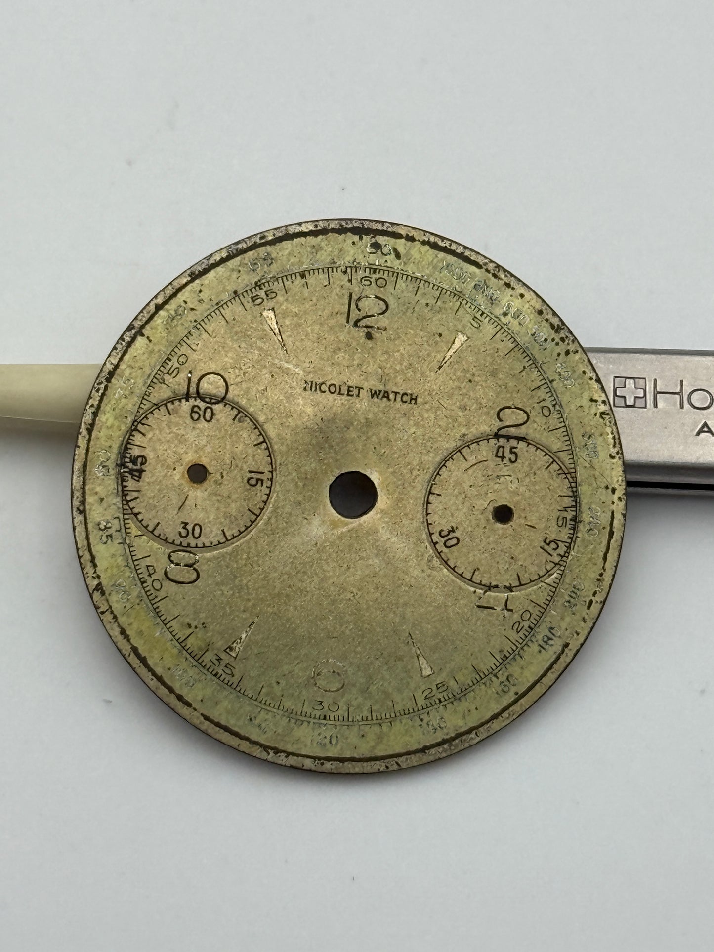nicolet watch chrono old landeron 35mm dial quadrante