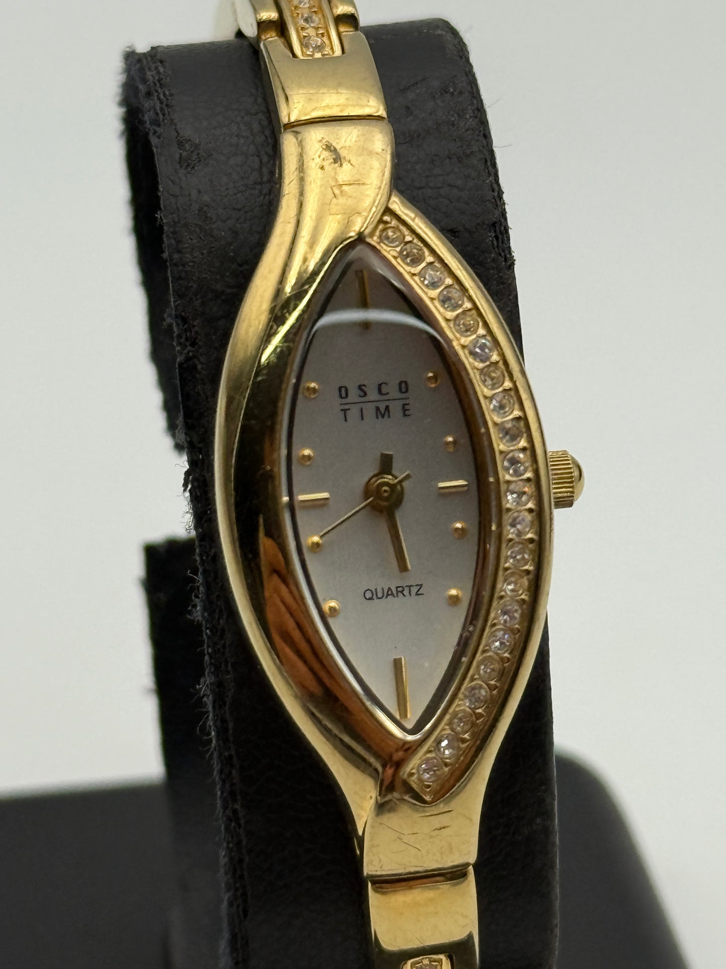 osco time quartz watch bracelet gold plated 4059-13 17mm