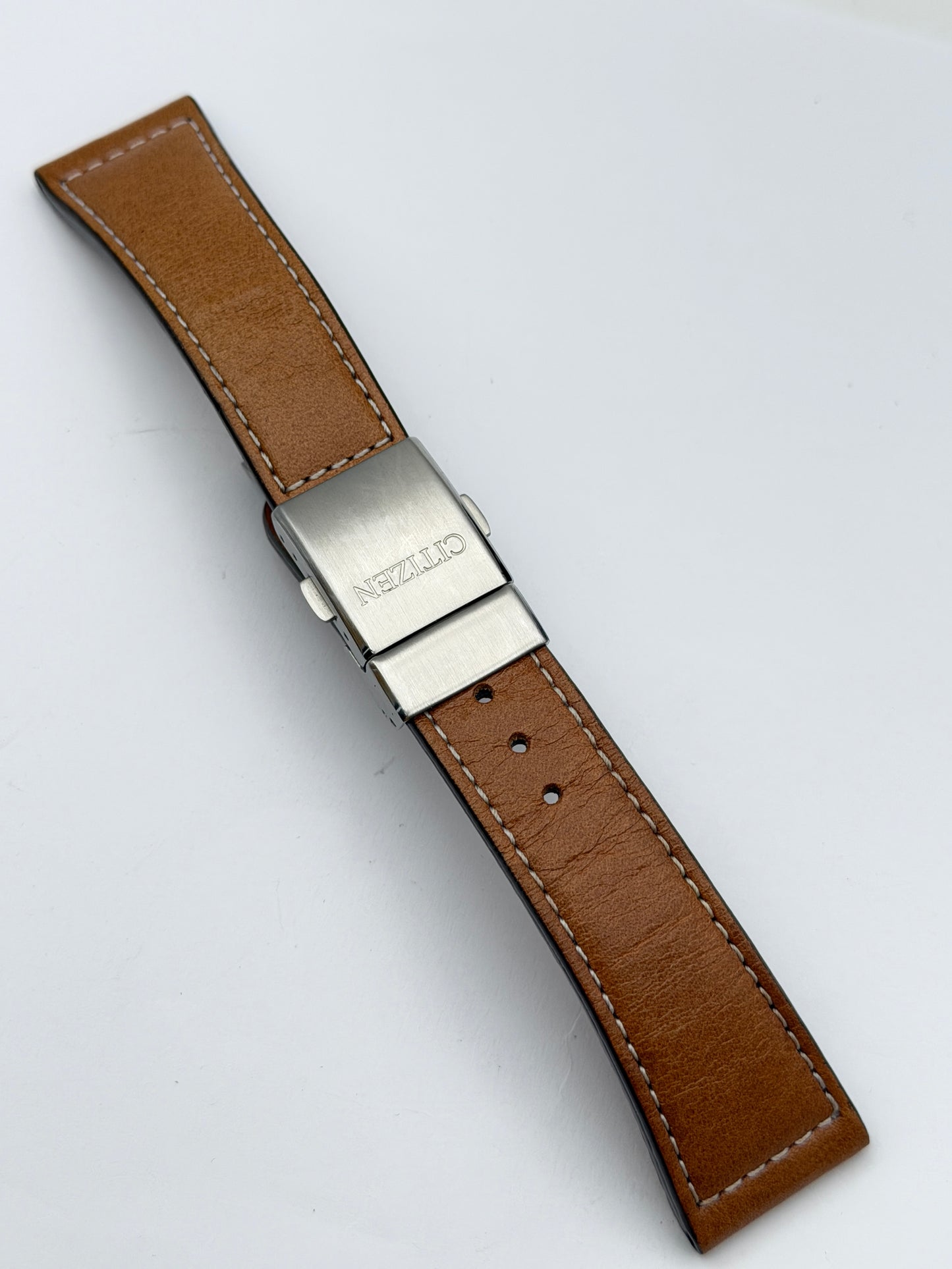 citizen 23mm strap cinturino pelle leather fibbia buckle deployante