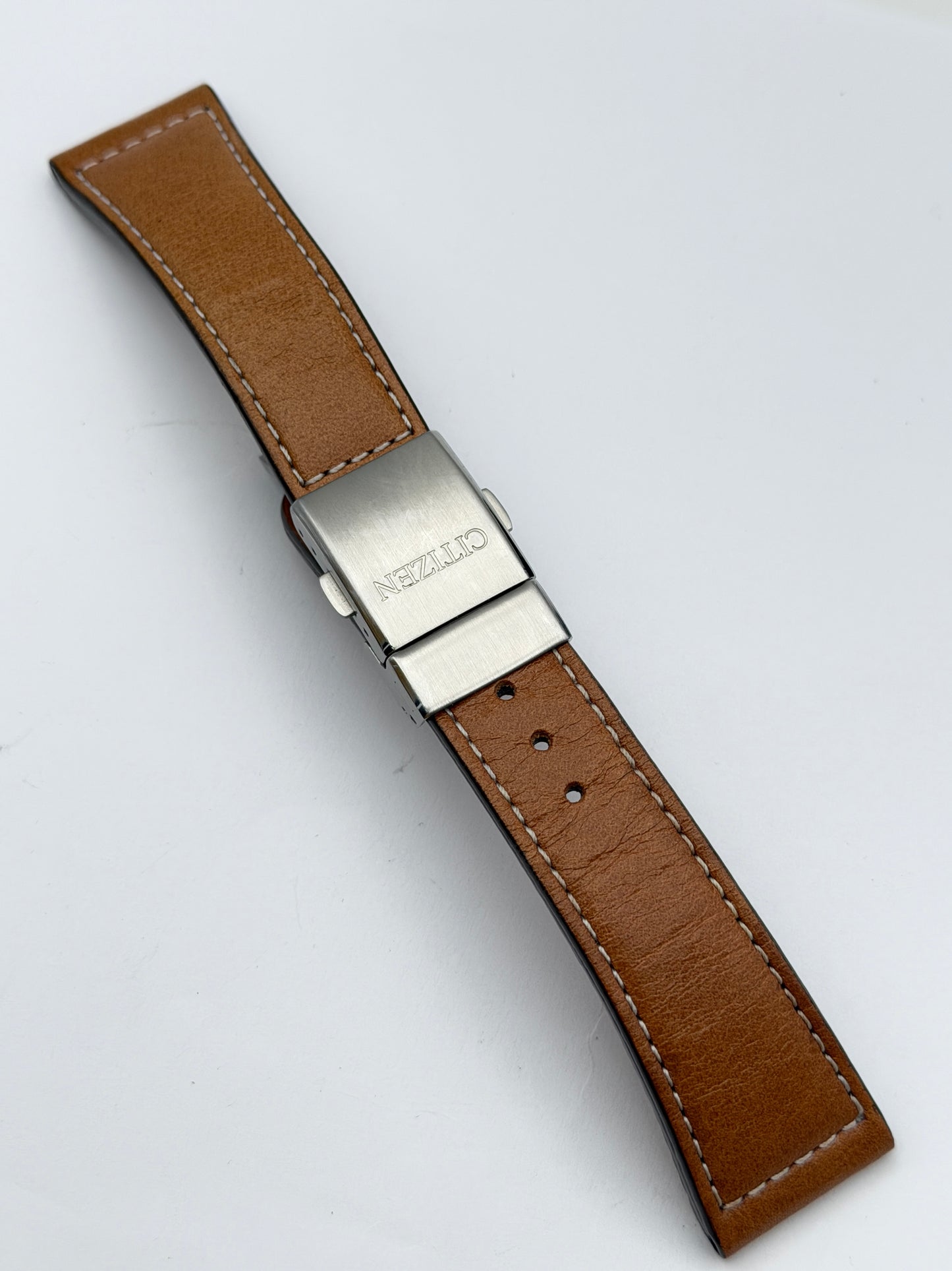 citizen 23mm strap cinturino pelle leather fibbia buckle deployante
