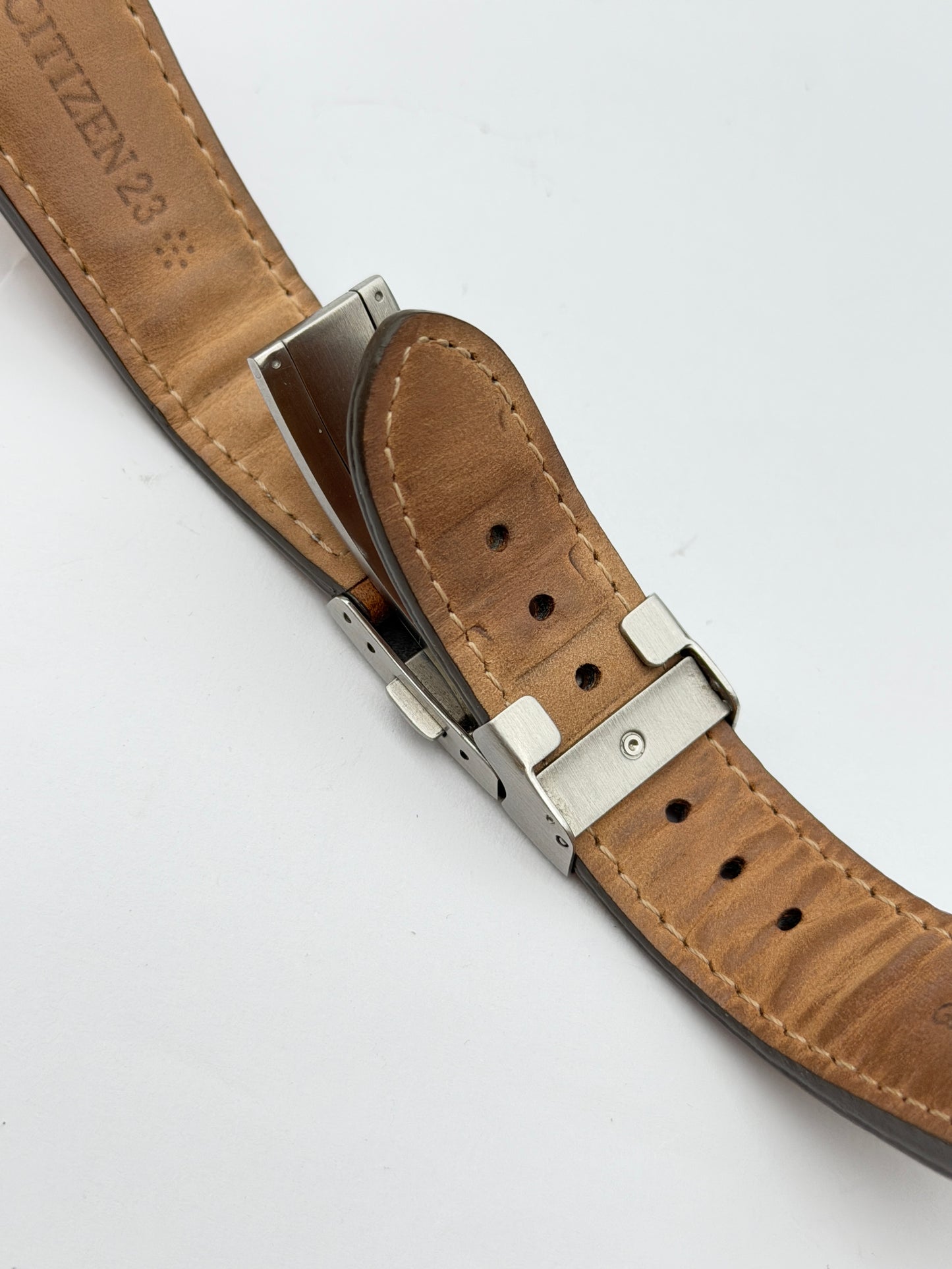 citizen 23mm strap cinturino pelle leather fibbia buckle deployante