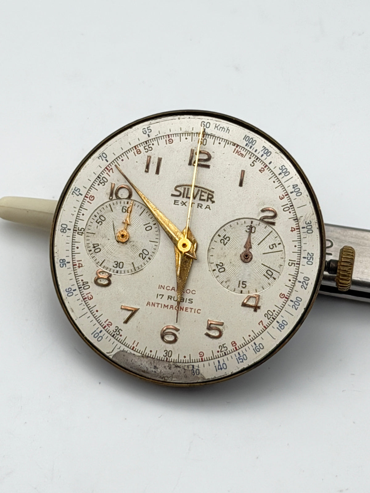 silver landeron 48 movement movimento chronograph