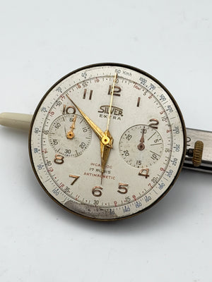 silver landeron 48 movement movimento chronograph