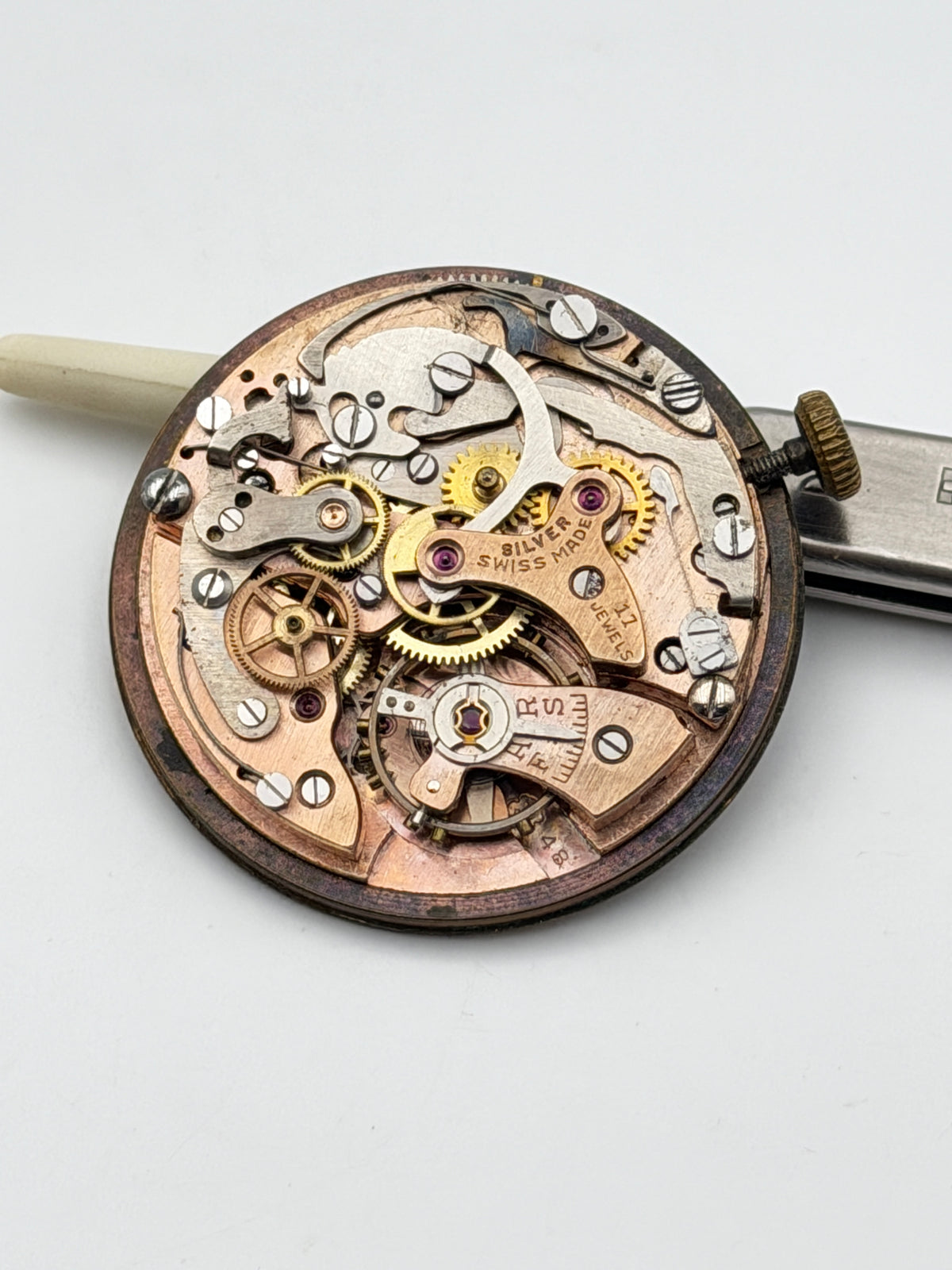 silver landeron 48 movement movimento chronograph