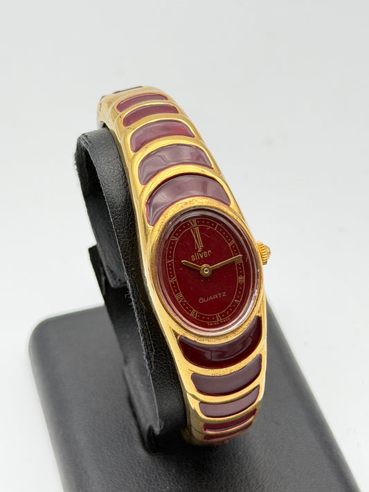 silver quartz vintage watch 70s 18mm new nos