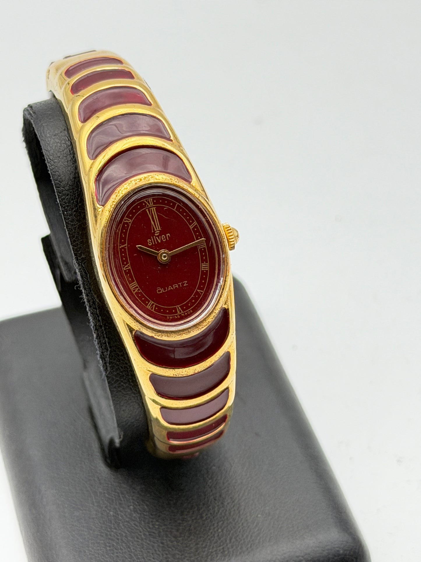 silver quartz vintage watch 70s 18mm new nos