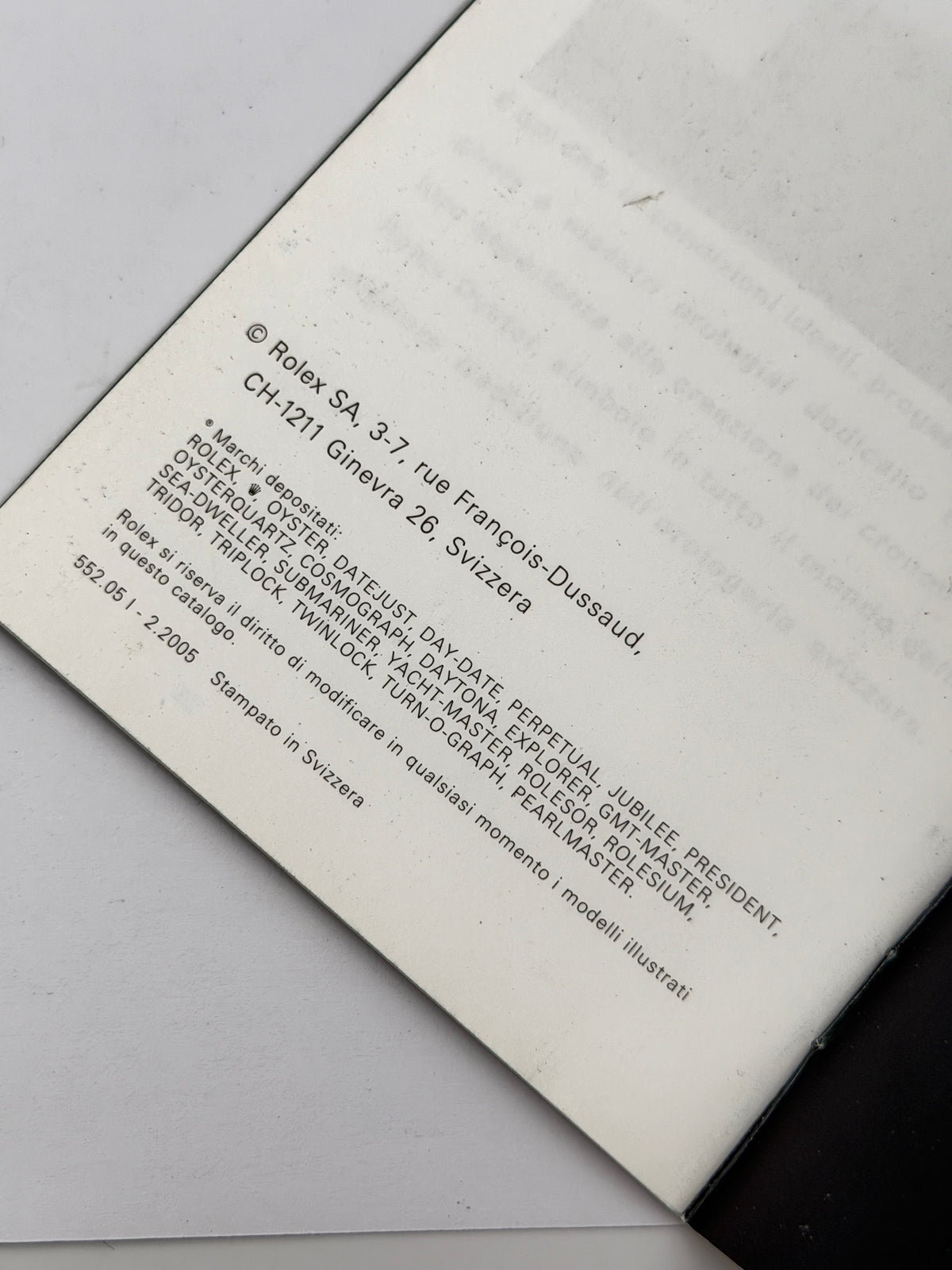 rolex datejust booklet libretto 2005