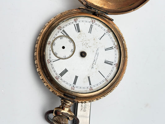 american waltham 52mm pocket watch gold filled