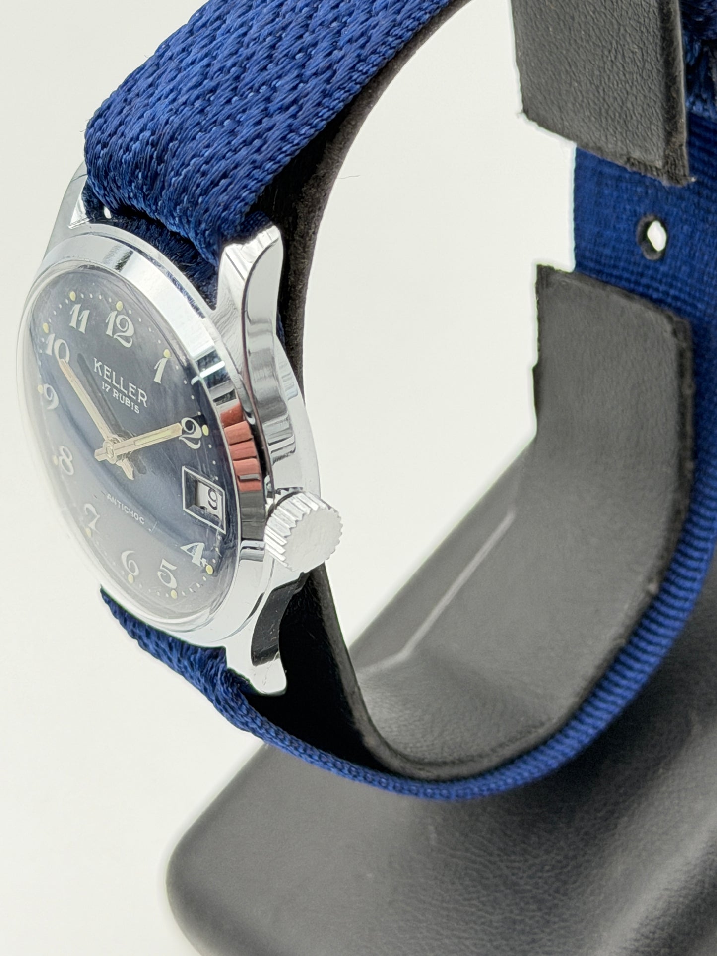 keller nos vintage watch blue swiss made