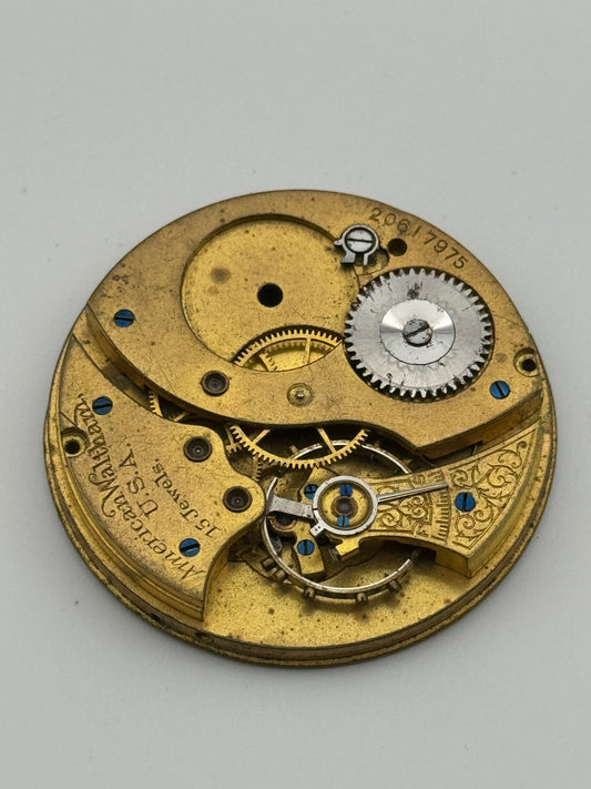 Waltham american watch co.pocket watch movement movimento 40.6mm