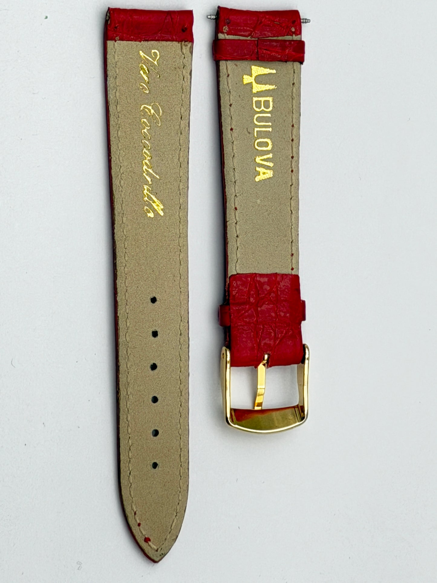 bulova 19mm cinturino strap pelle red