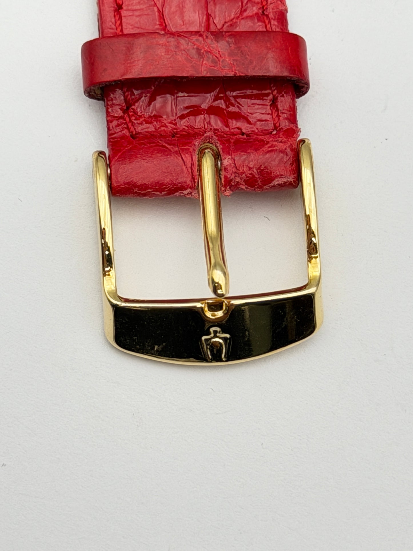 bulova 19mm cinturino strap pelle red