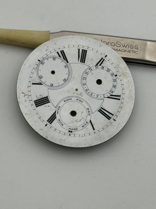 pocket watch dial quadrante calendar complicated porcelain 12h 42.3mm