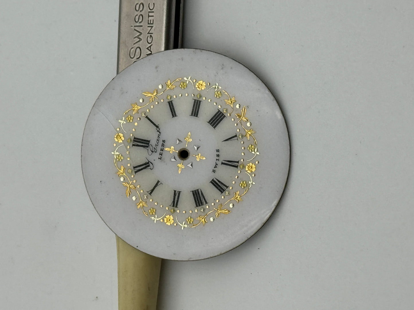 grant leeds swiss pocket watch dial quadrante porcelain 12h 30.7mm