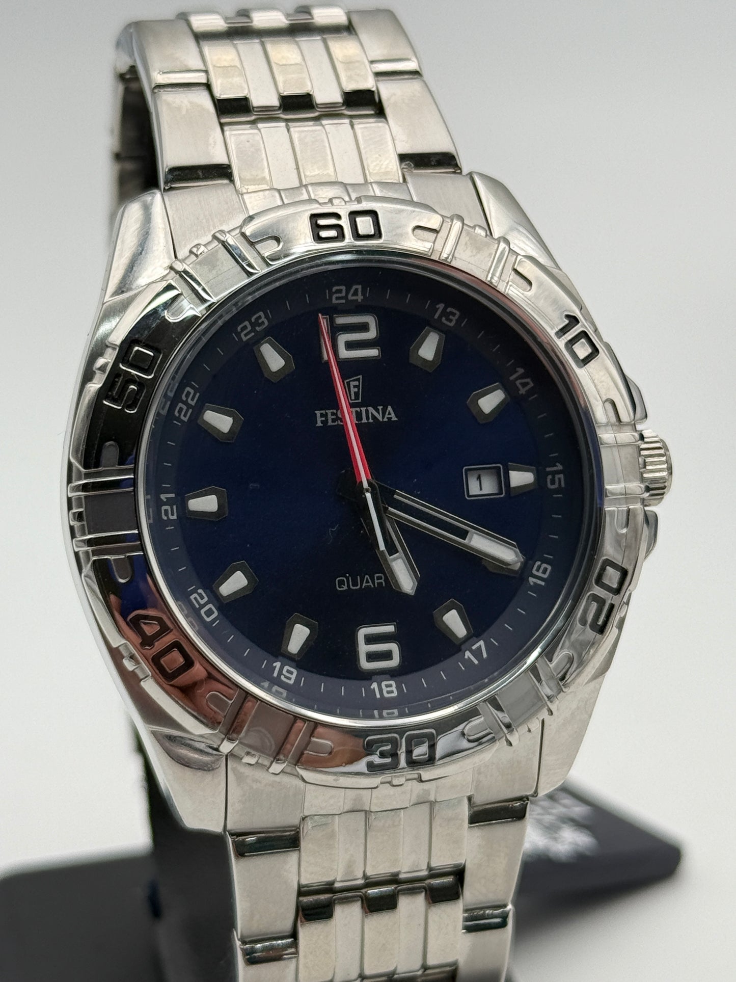 festina quatz watch steel acciaio F16495 43mm new