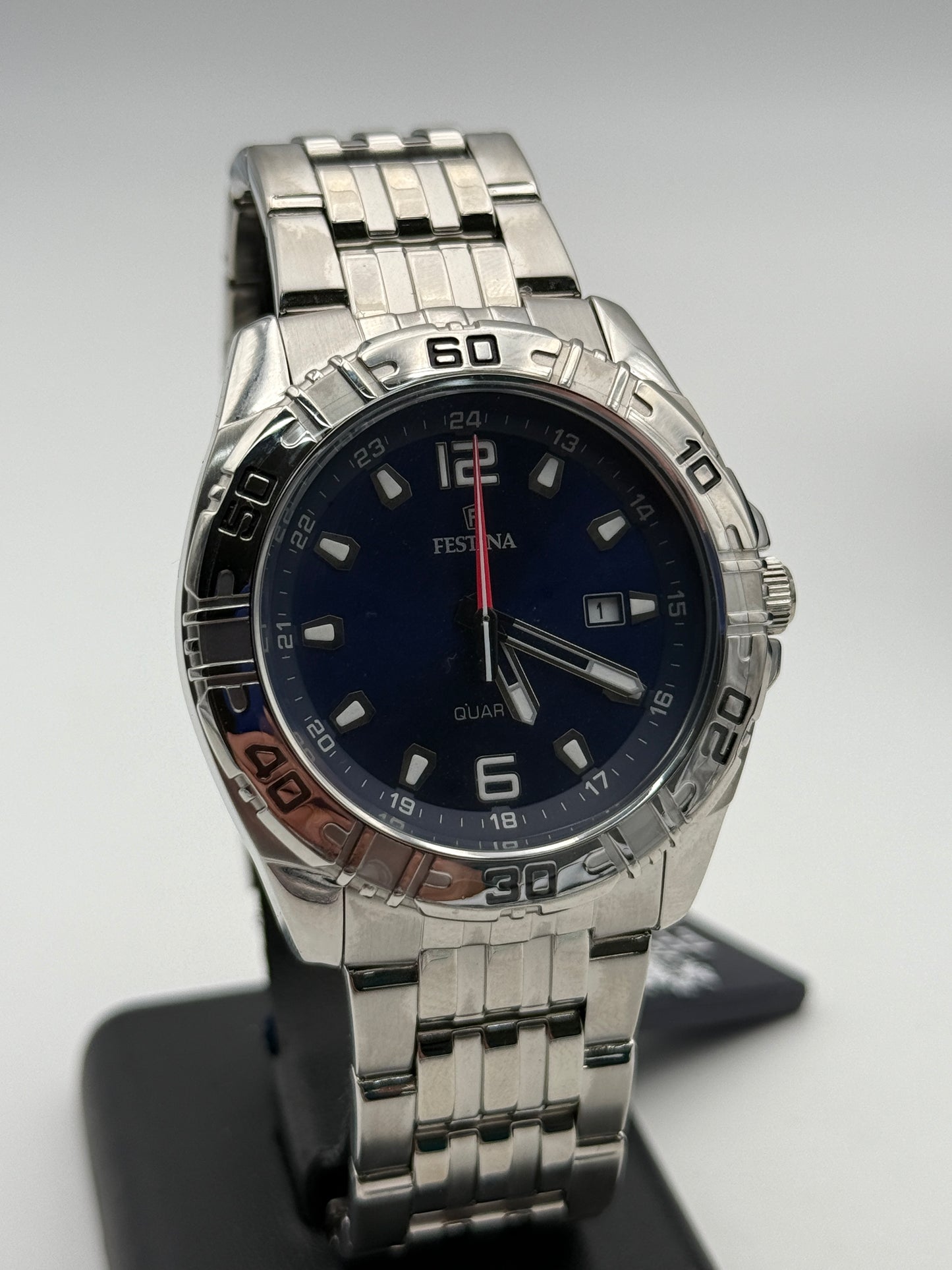 festina quatz watch steel acciaio F16495 43mm new