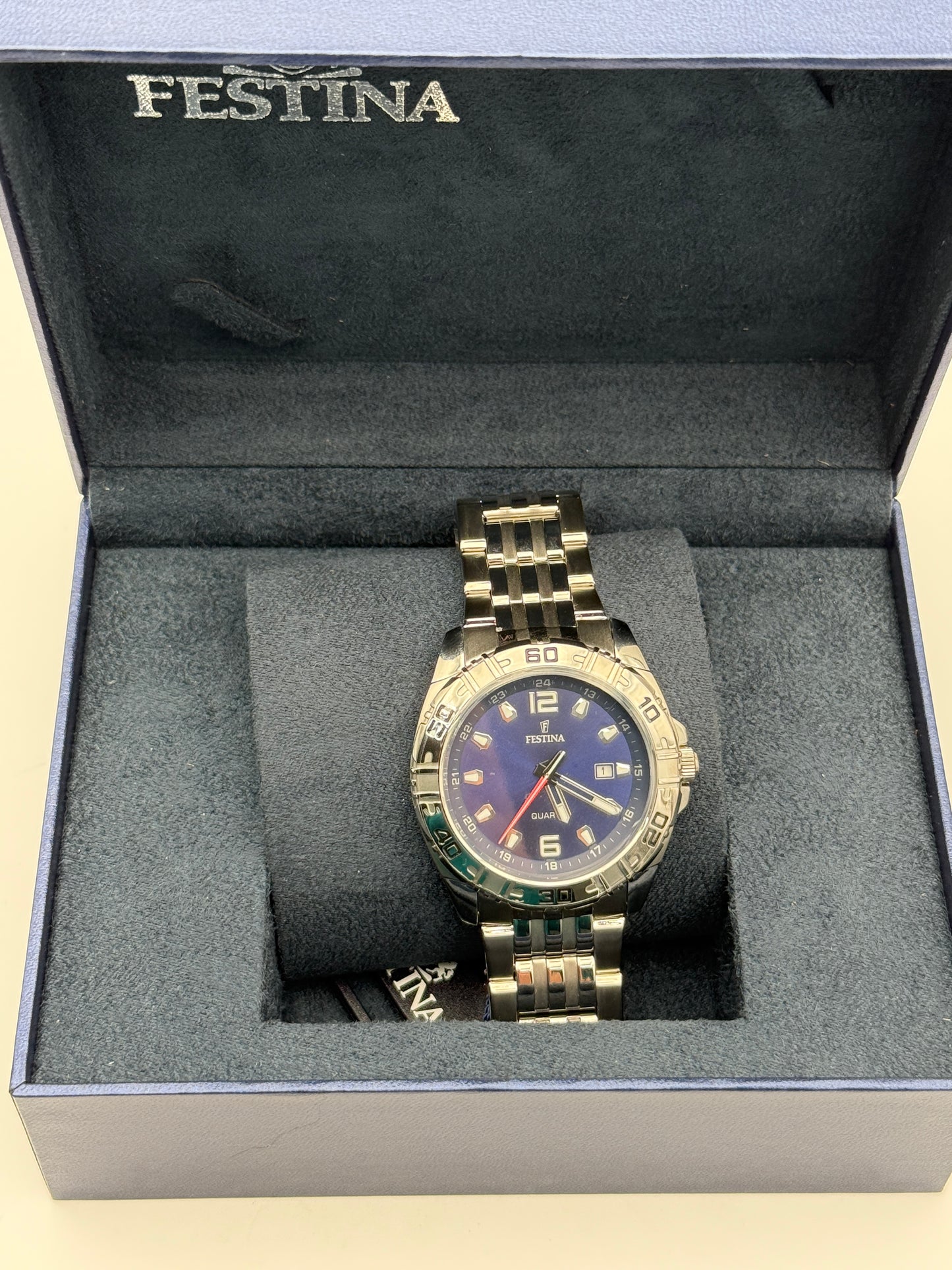 festina quatz watch steel acciaio F16495 43mm new