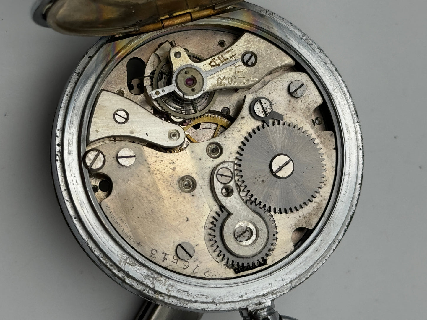 Lemania stopwatch 50mm pocket watch