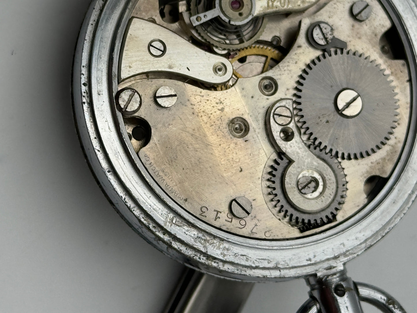 Lemania stopwatch 50mm pocket watch