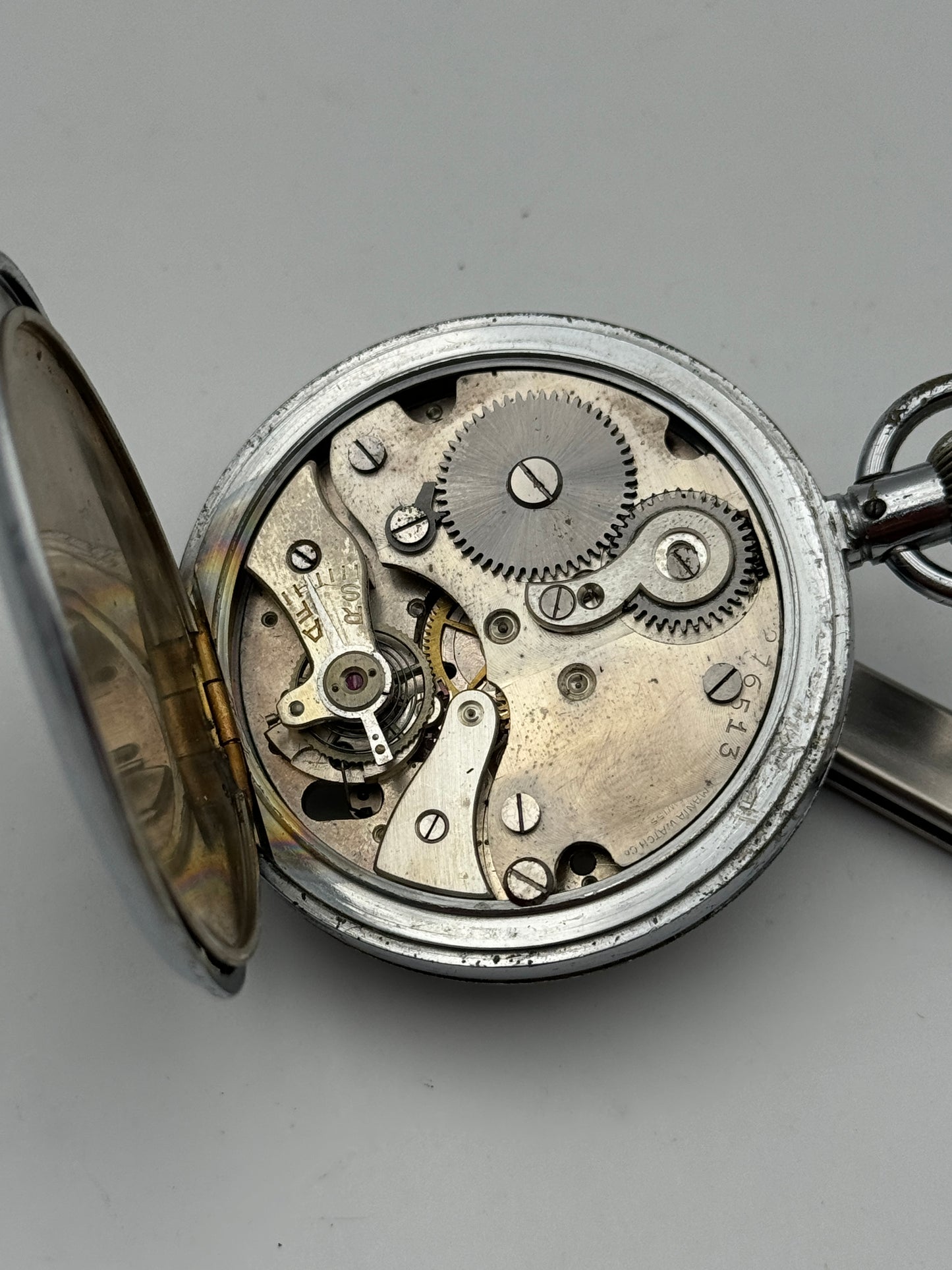 Lemania stopwatch 50mm pocket watch