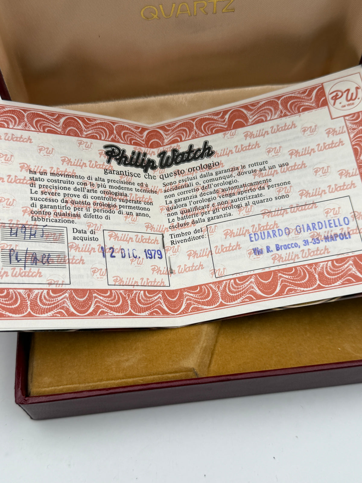 philip watch box warranty vintage caribbean