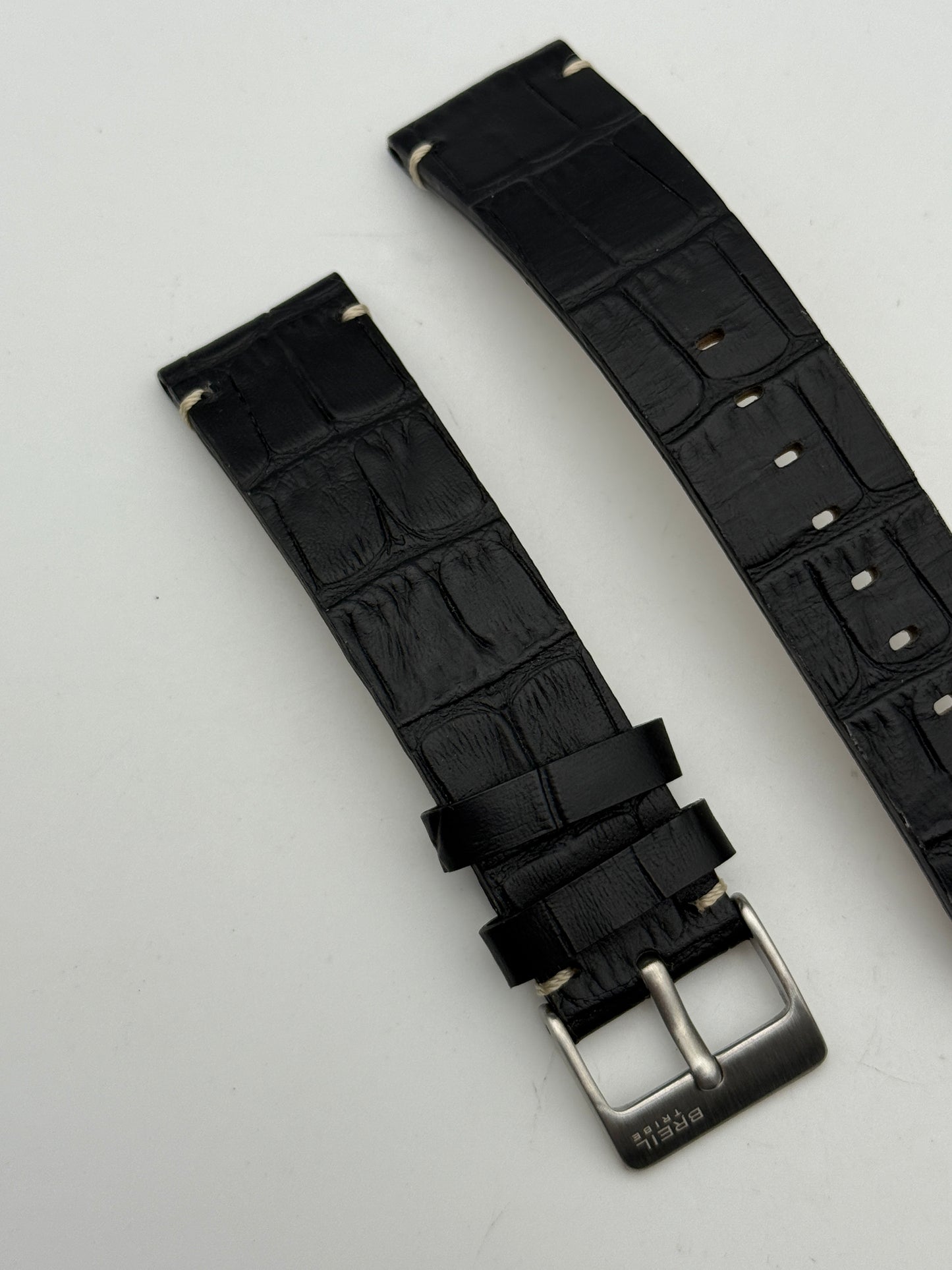 breil milano nero pelle 22mm cinturino strap leather
