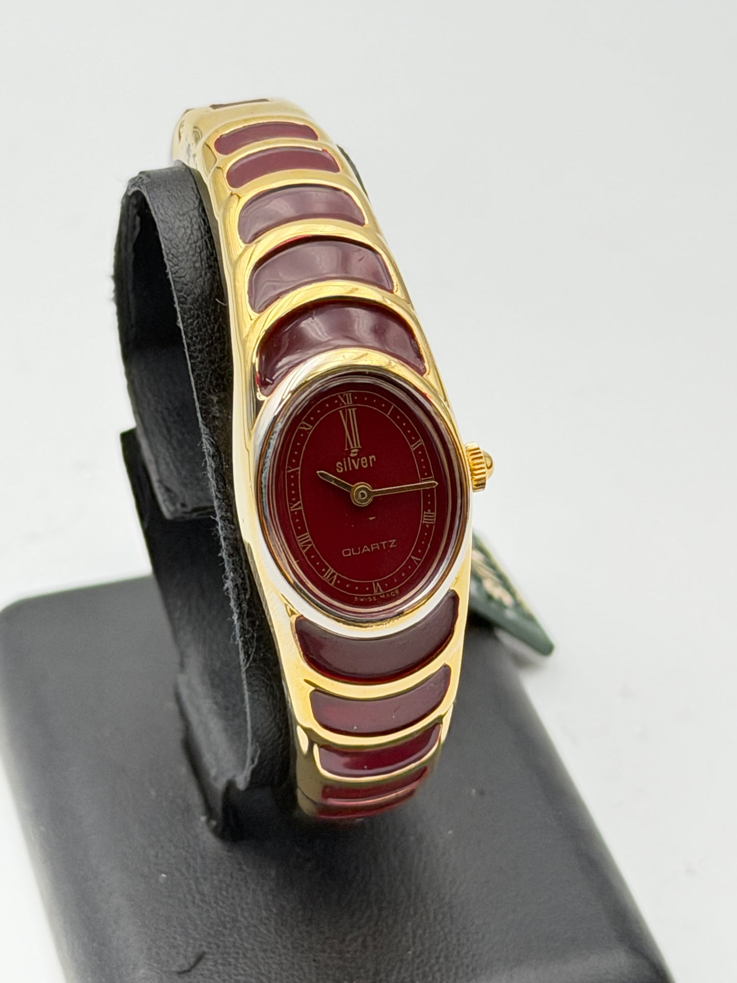 silver NOS watch vintage swiss made quartz
