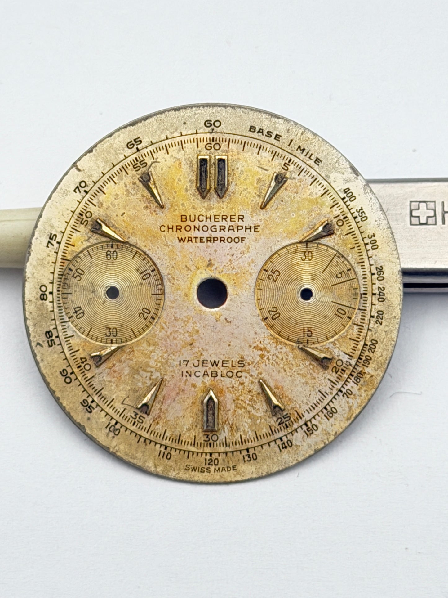 bucherer chronograph 30.5mm dial quadrante