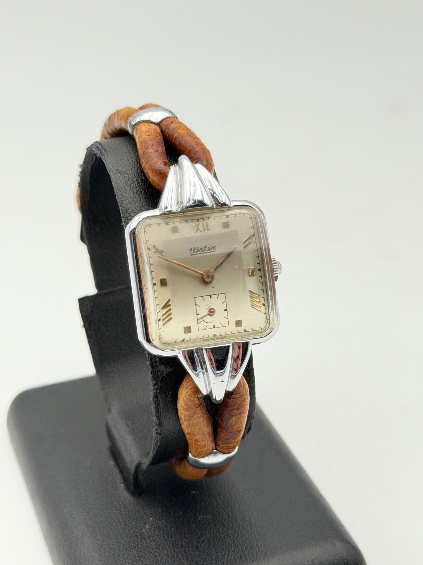 waters art decò watch vintage swiss made nos 60s cassa da 24x39mm