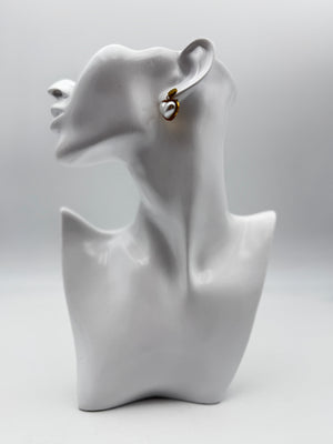 orecchini cuore acciaio aisi 316l steel round earring hearth pearl gold plated