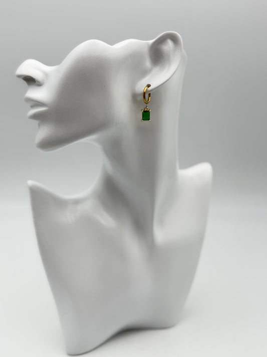 orecchini acciaio aisi 316l steel earring gold plated stone