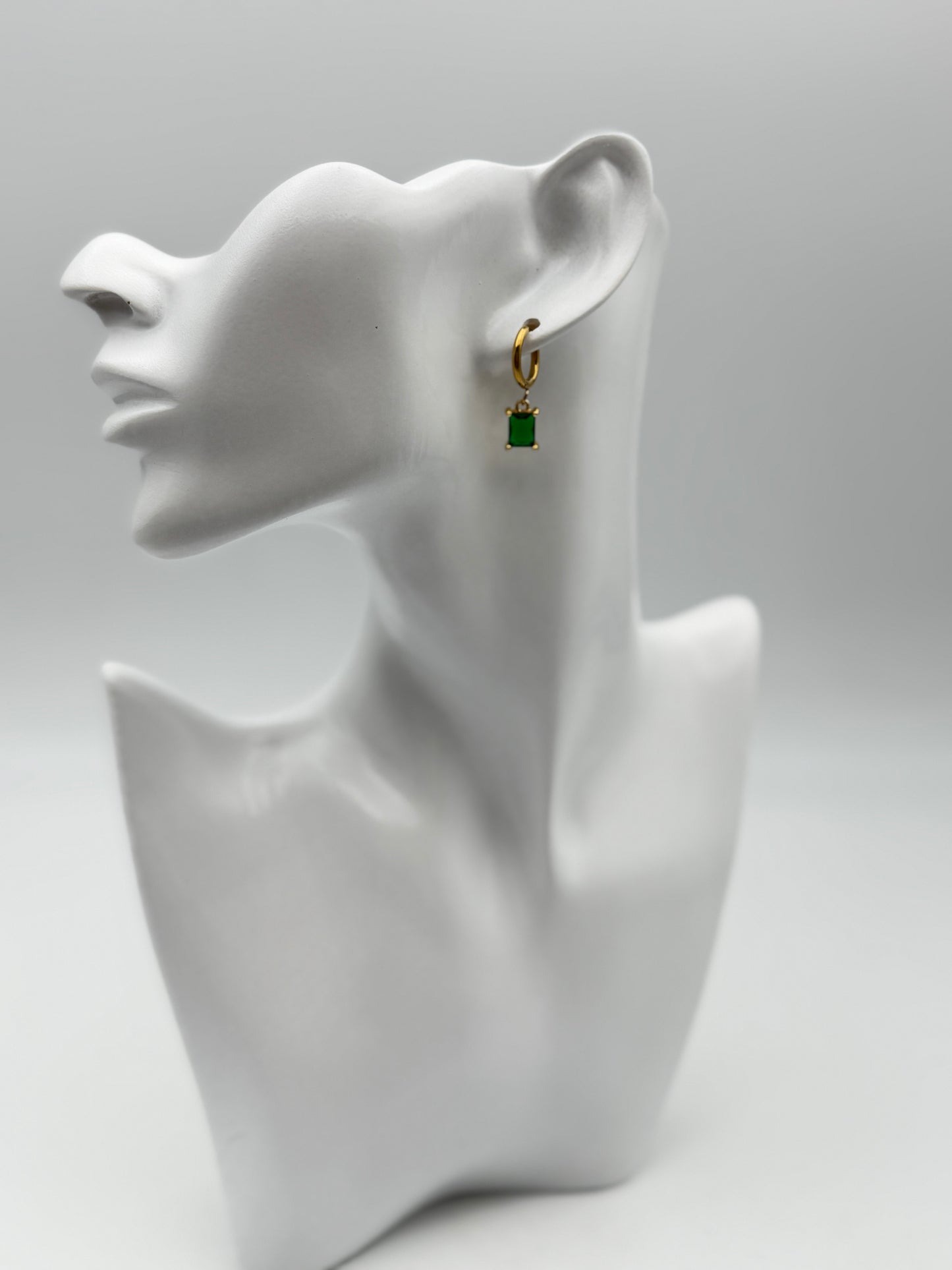 orecchini acciaio aisi 316l steel earring gold plated stone