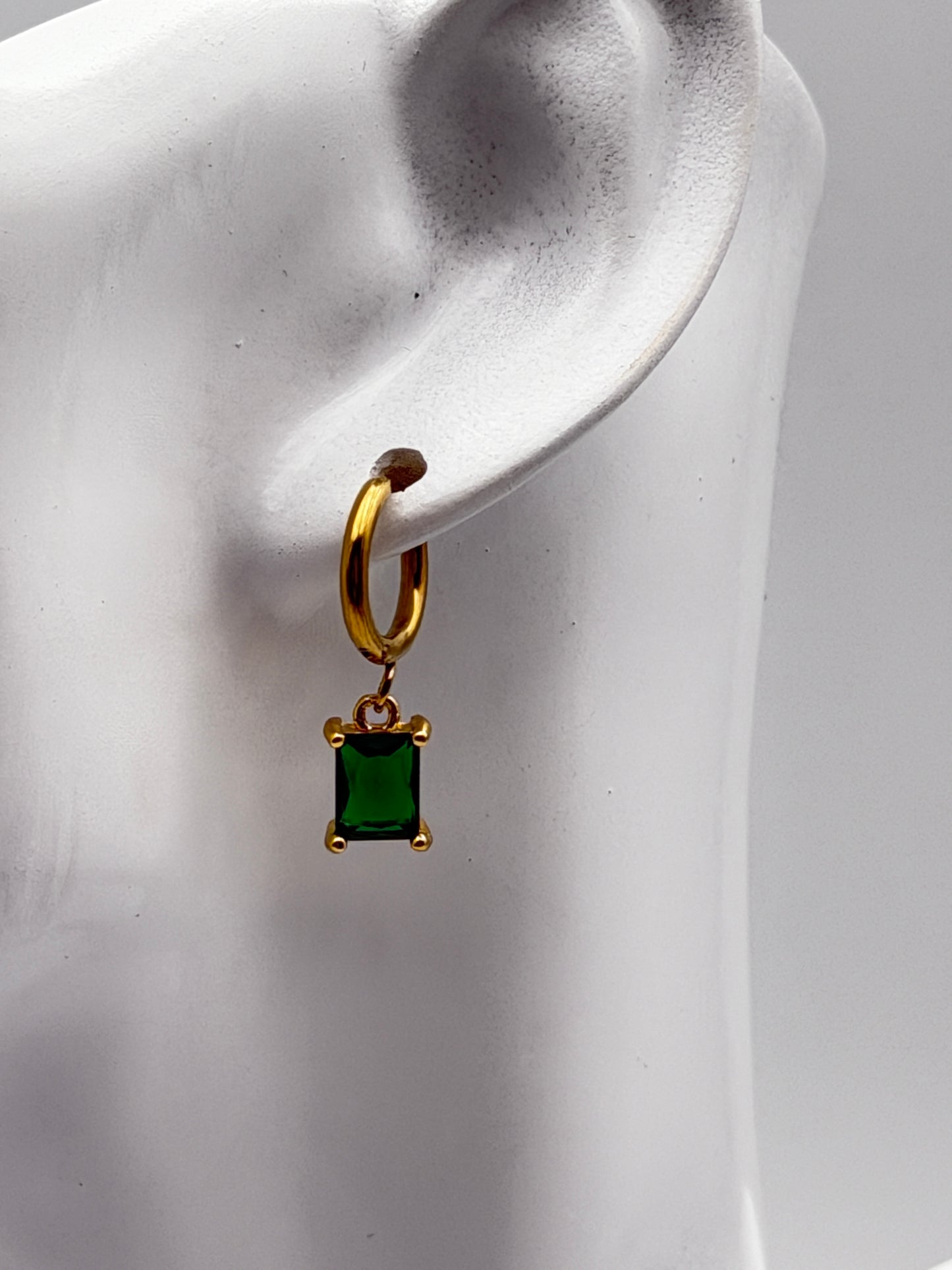 orecchini acciaio aisi 316l steel earring gold plated stone