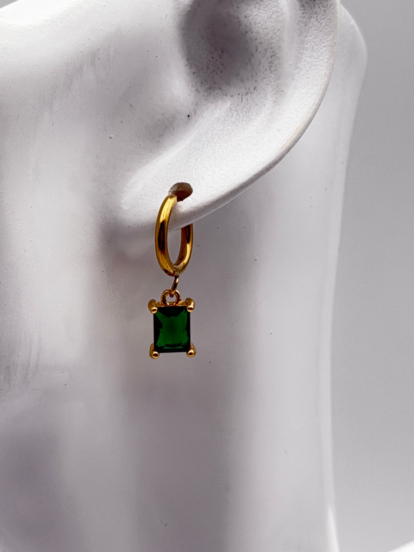 orecchini acciaio aisi 316l steel earring gold plated stone