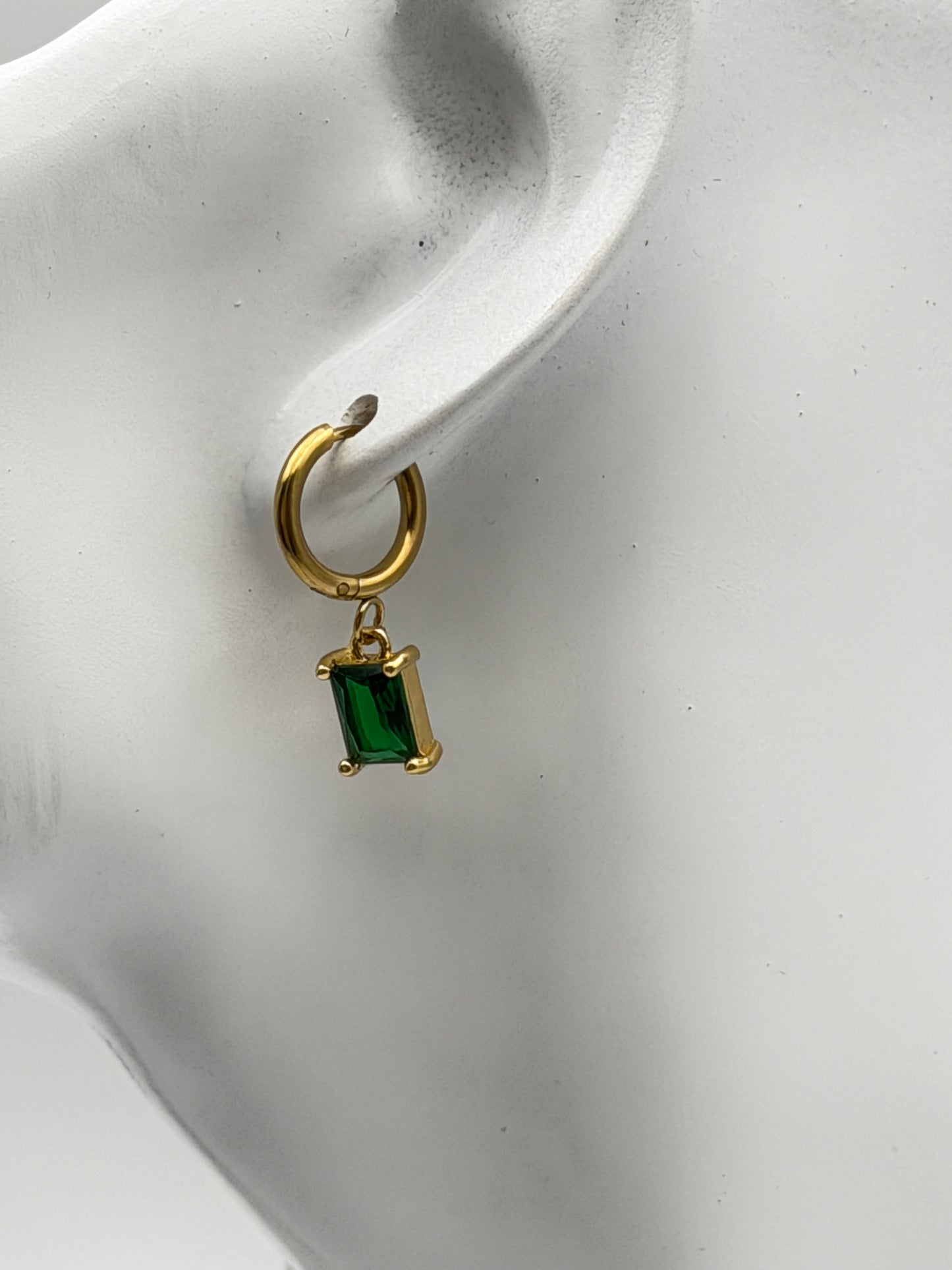 orecchini acciaio aisi 316l steel earring gold plated stone