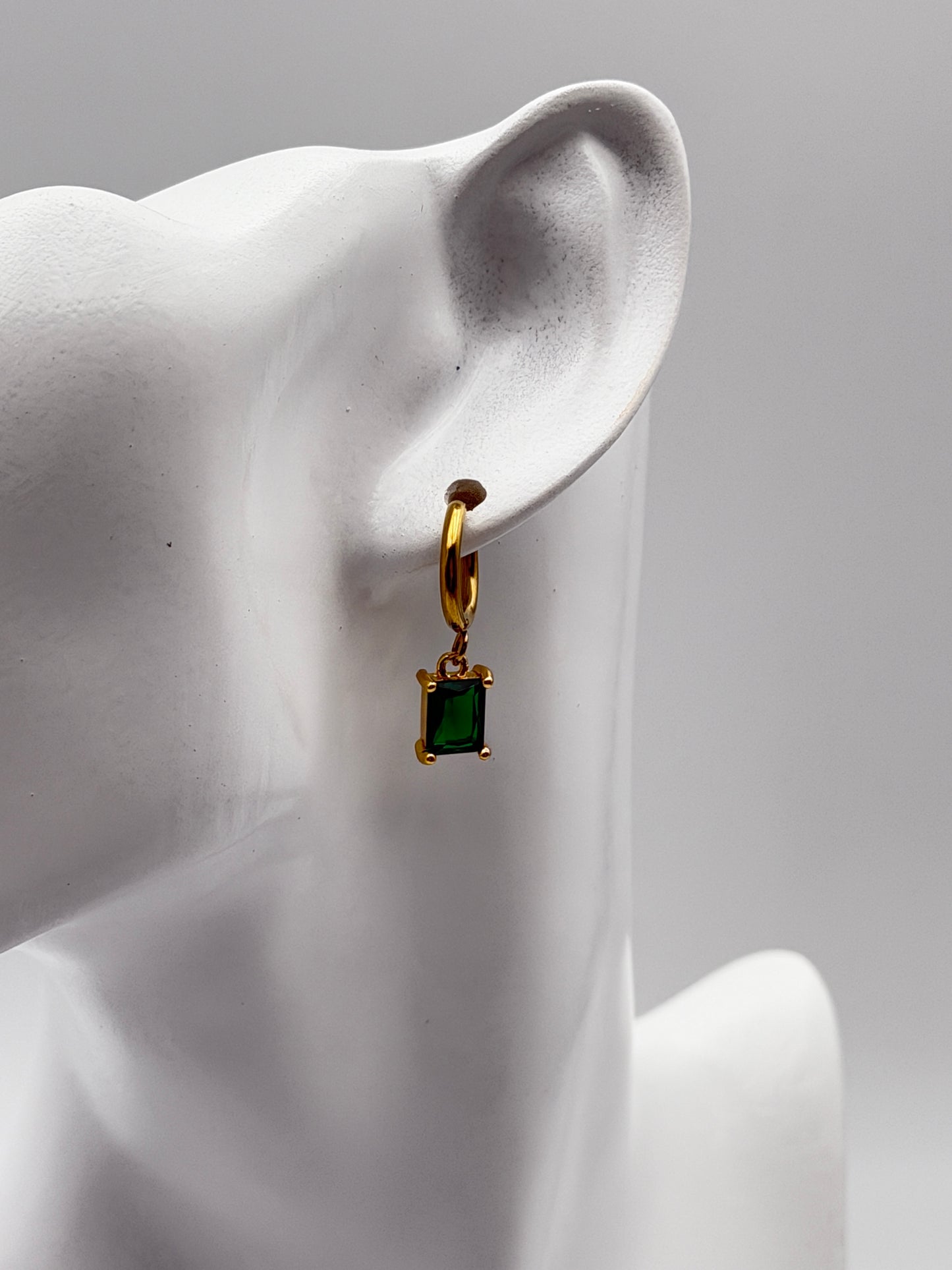 orecchini acciaio aisi 316l steel earring gold plated stone