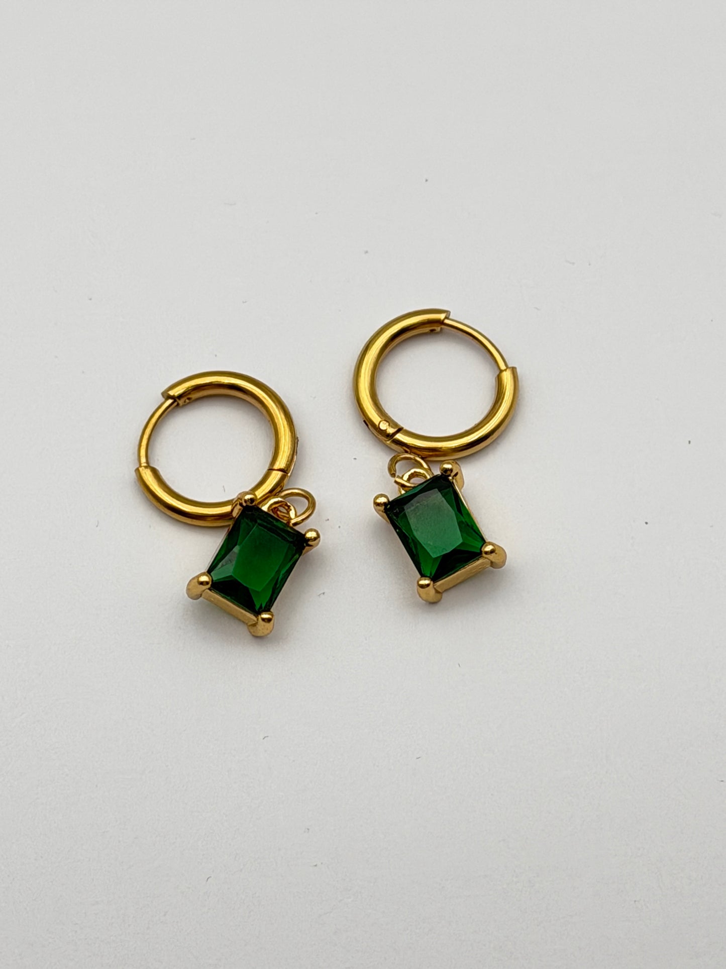 orecchini acciaio aisi 316l steel earring gold plated stone