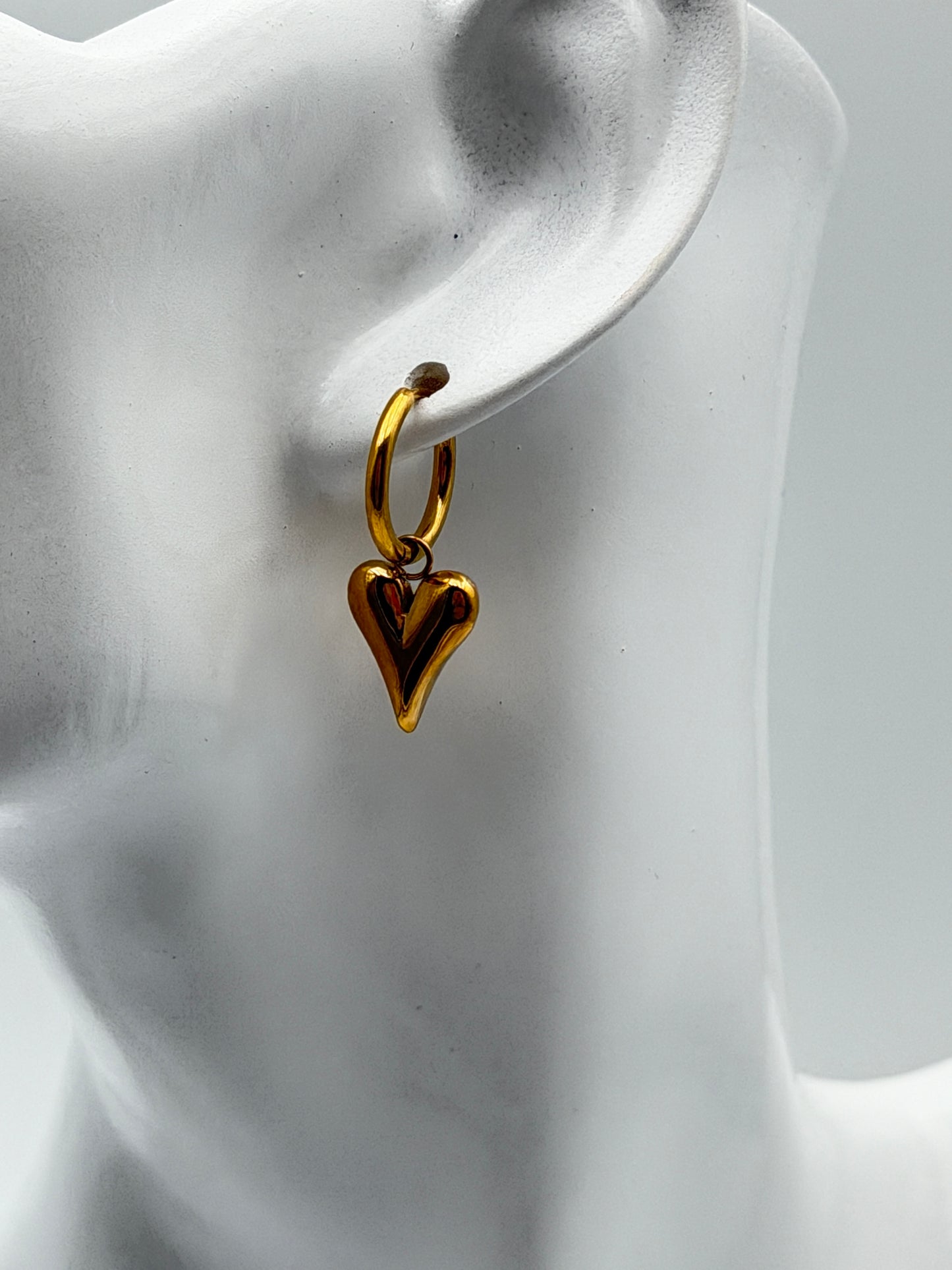 orecchini cuore hearth acciaio aisi 316l steel earring gold plated