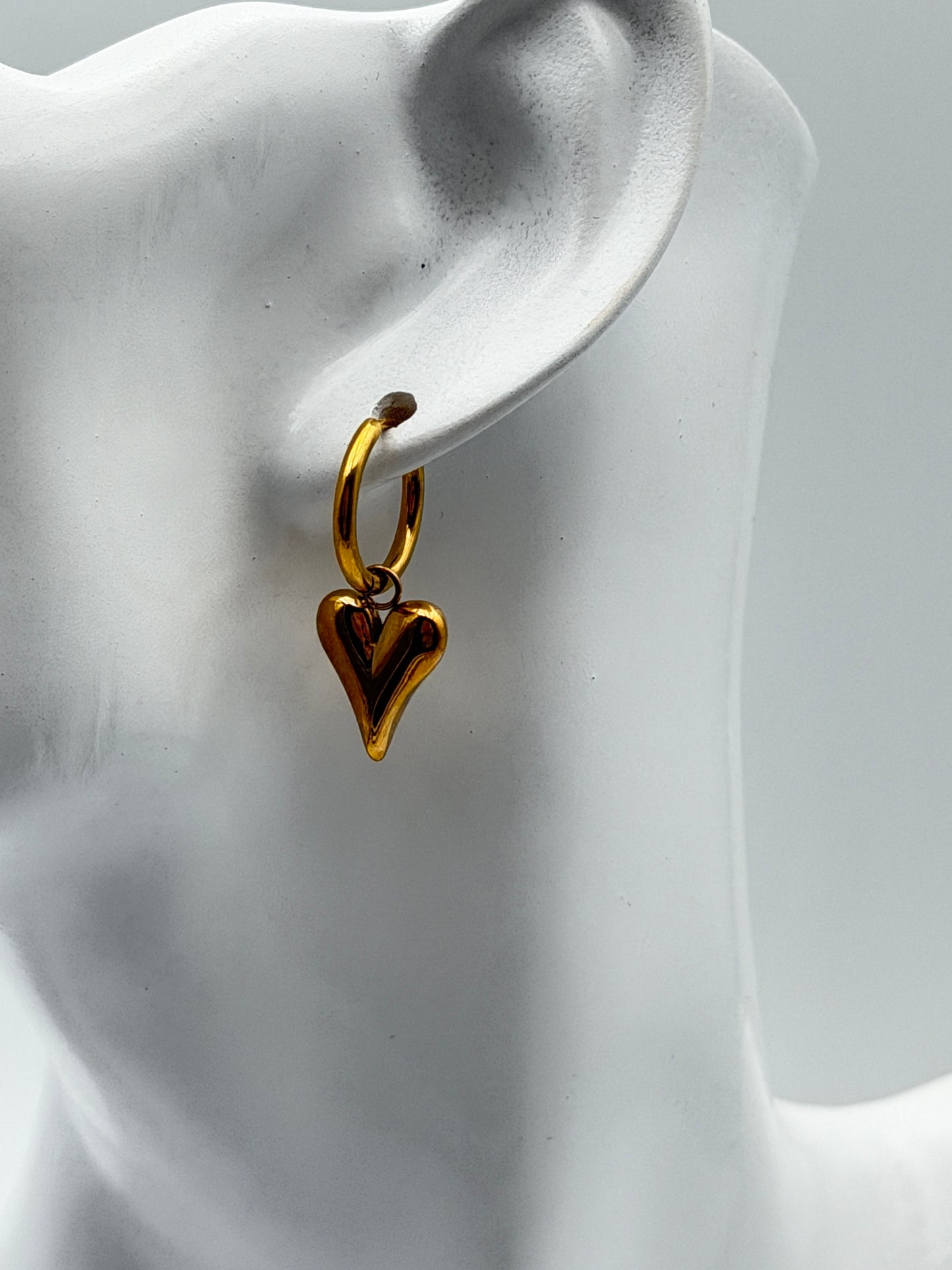 orecchini cuore hearth acciaio aisi 316l steel earring gold plated